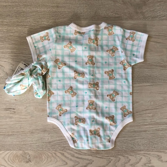 NWT Good News Teddy Bear 2 pc Matching Infant Onesie Set with Booties - Picture 3 of 14